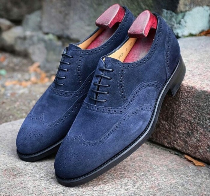 Mens navy blue suede dress shoes