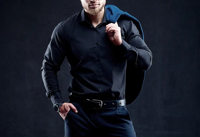 Mens black formal dress shirt