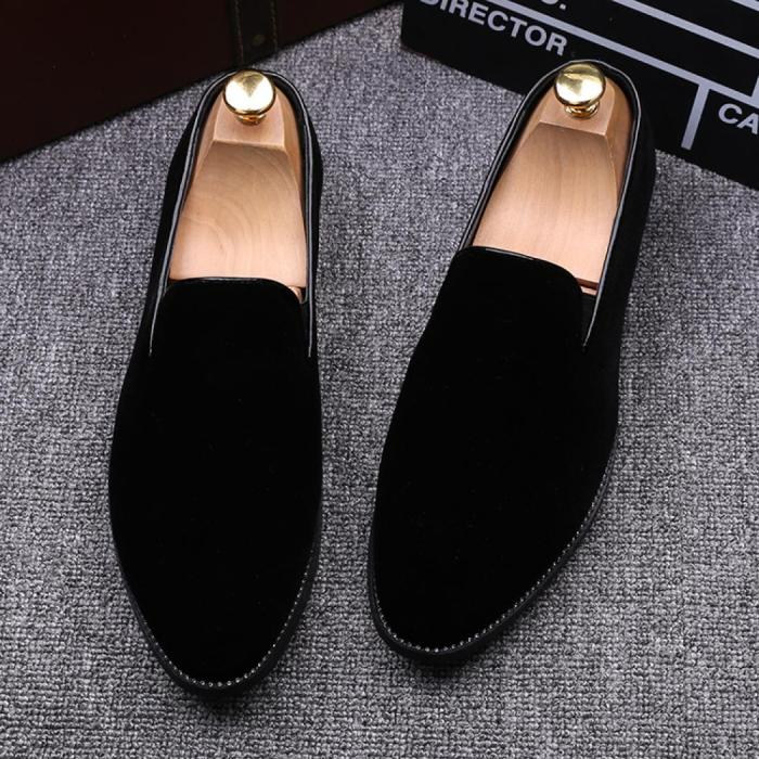 Mens black velvet dress shoes