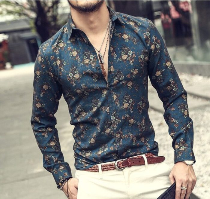 Printed dress shirts mens