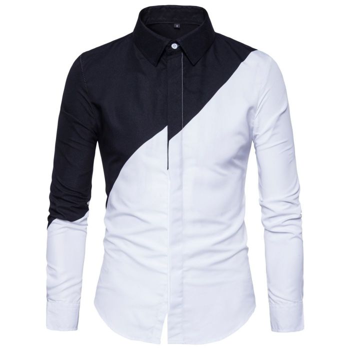 Shirts men shirt pocket double fashion mens casual long sleeved slim solid brand spring fit social man